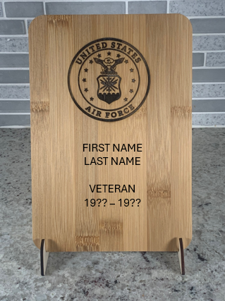 US AIR FORCE VETERAN PERSONALIZED PLAQUE - 6 INCHES X 8 INCH