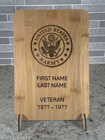 US ARMY VETERAN PERSONALIZED PLAQUE - 6 INCHES X 8 INCHES