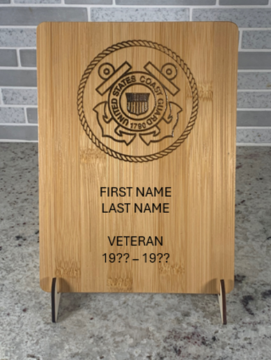 US COAST GUARD PERSONALIZED PLAQUE - 6 INCHS X 8 INCHES