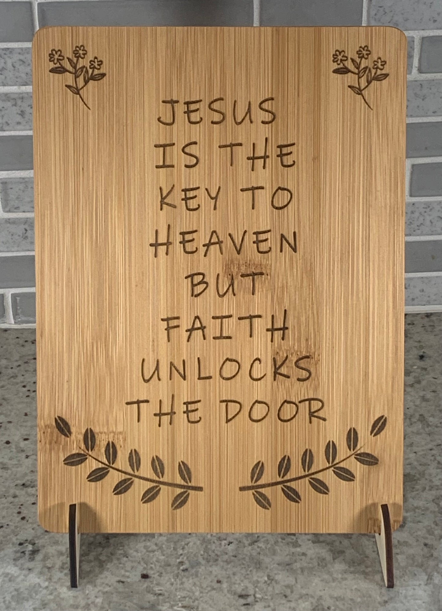 6"x8" BAMBOO CUTTING BOARD - JESUS IS THE KEY