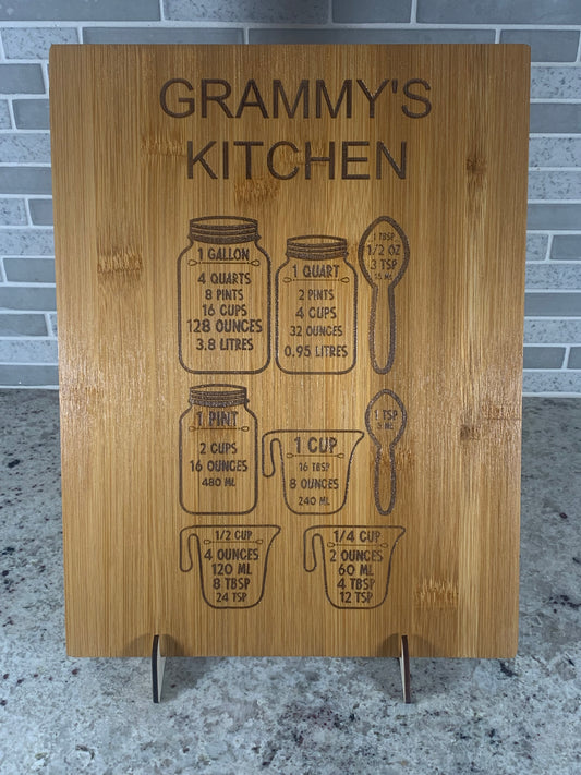 KITCHEN MEASUREMENT 9"X12" PERSONALIZED BAMBOO CUTTING BOARD